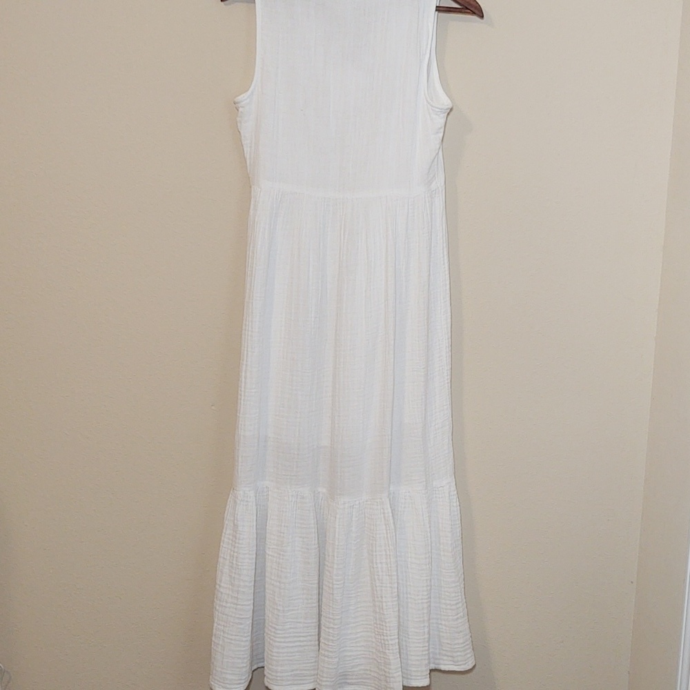 Beachlunchlounge Collection Women’s White Sleeveless Gauze Dress - Picture 4 of 8